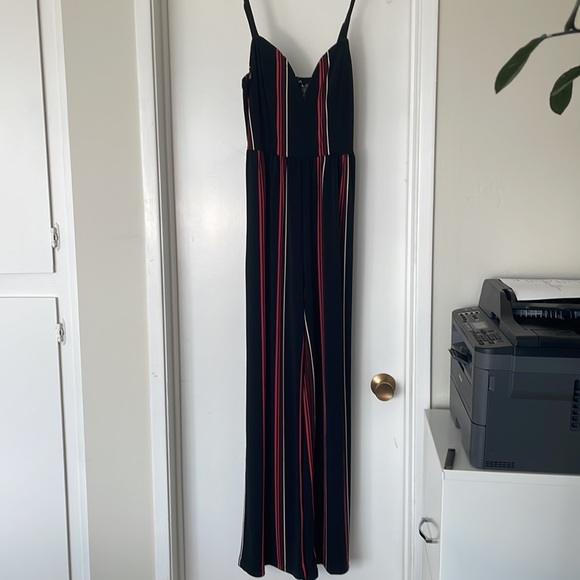 Express Striped V Wire Cami Jumpsuit Romper - Picture 4 of 6